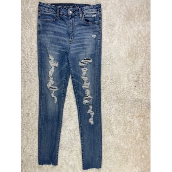 American Eagle Size 10 Next Level Stretch Super Hi Rise Jegging Raw Hem … - Picture 1 of 4